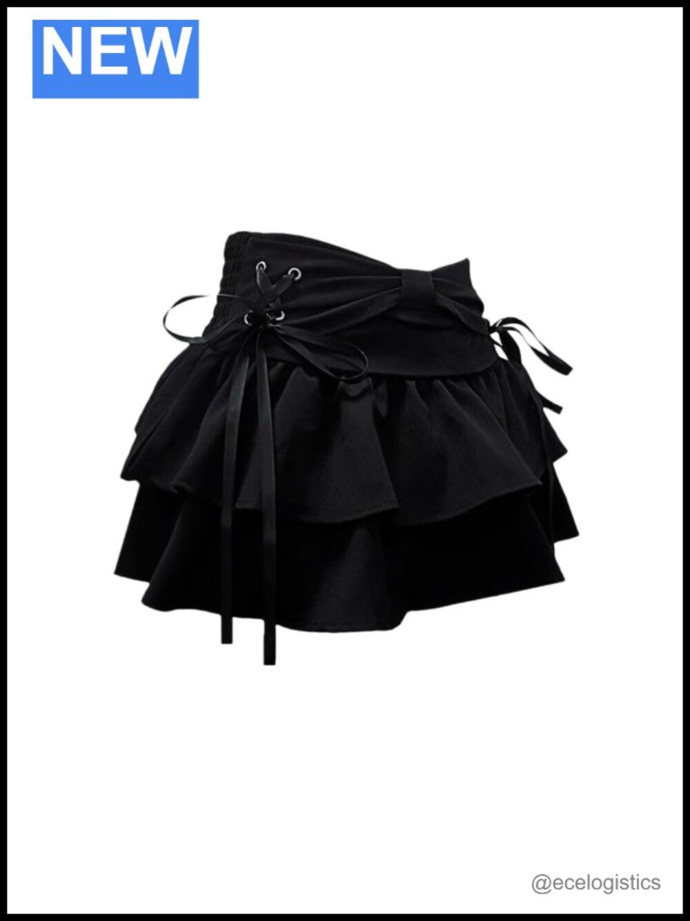 Y2K Ruffle Hem A-Line Pleated Denim Mini Skirt High Waist Flared Cotton